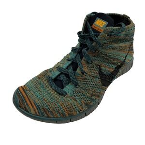 Nike Free Flyknit Chukka Shoes Mens US 10 Blue Green‎ Orange Sneakers